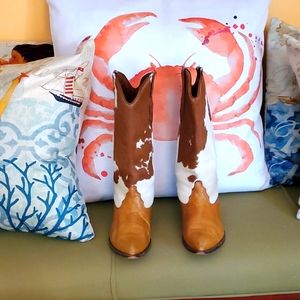 ZODIAC USA Leather and Fur Cowboy Boots